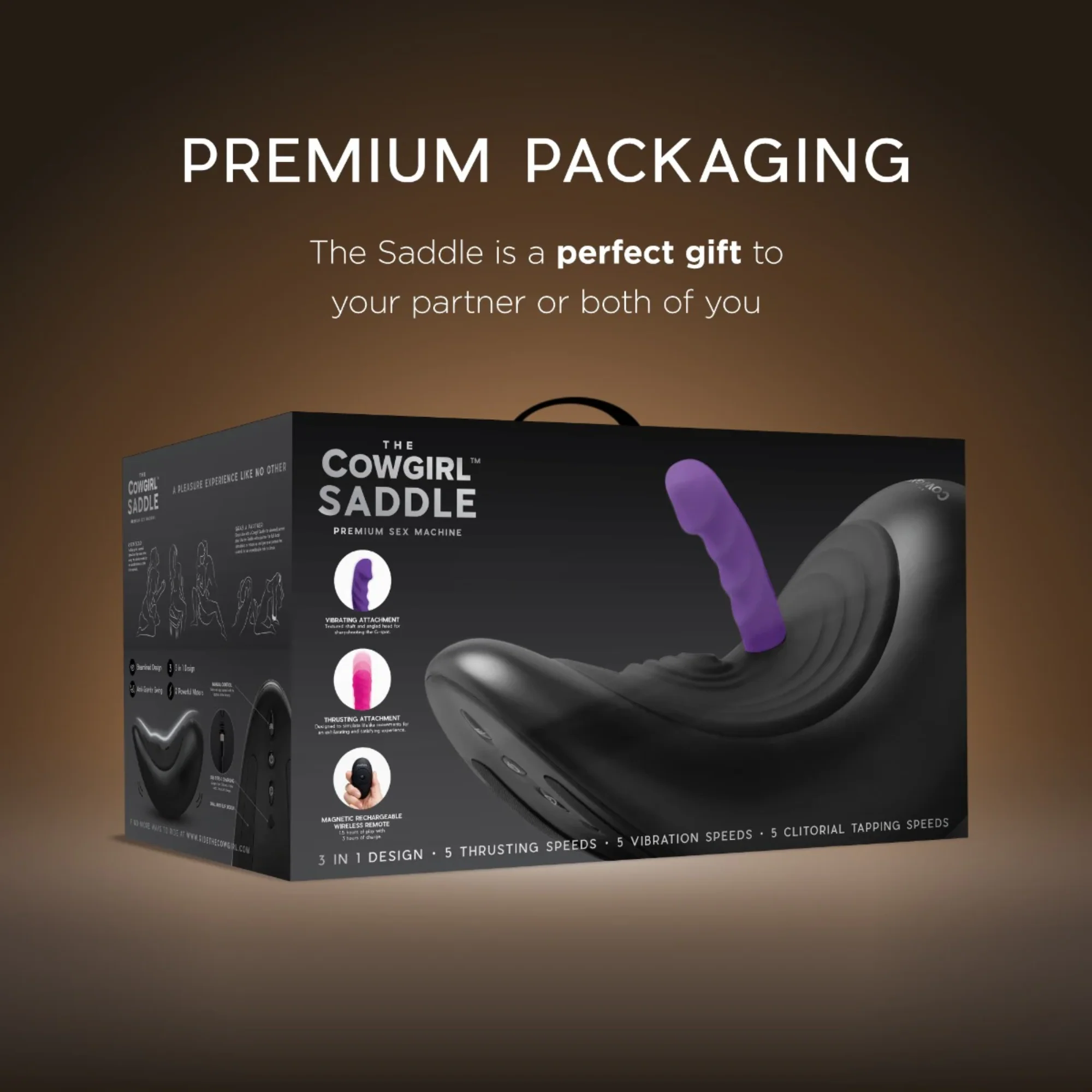 Cowgirl Saddle Premium Sex Machine with Rocking Ride and 2 Dildos