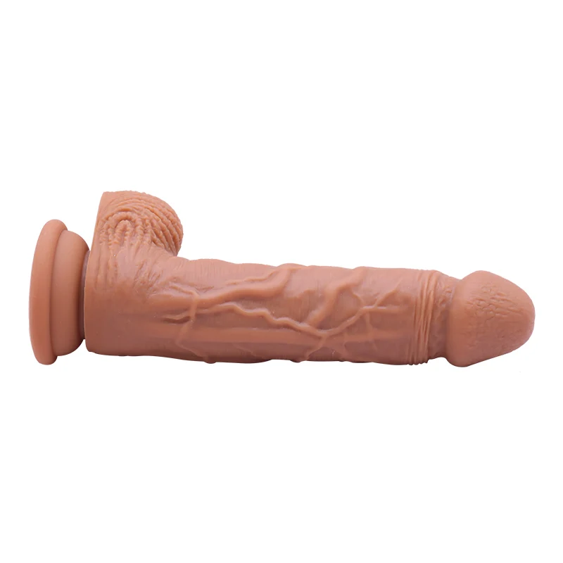 8.5 Inch Realistic Brown Silicone Dildo With Balls and Suction Cup