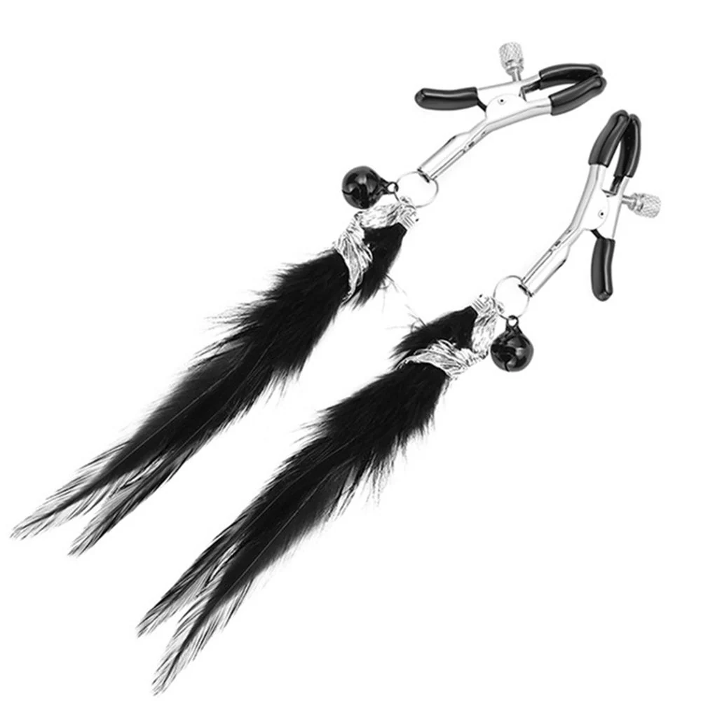 Bohemian Feather and Bell Nipple Clamps with Adjustable Screw Fit