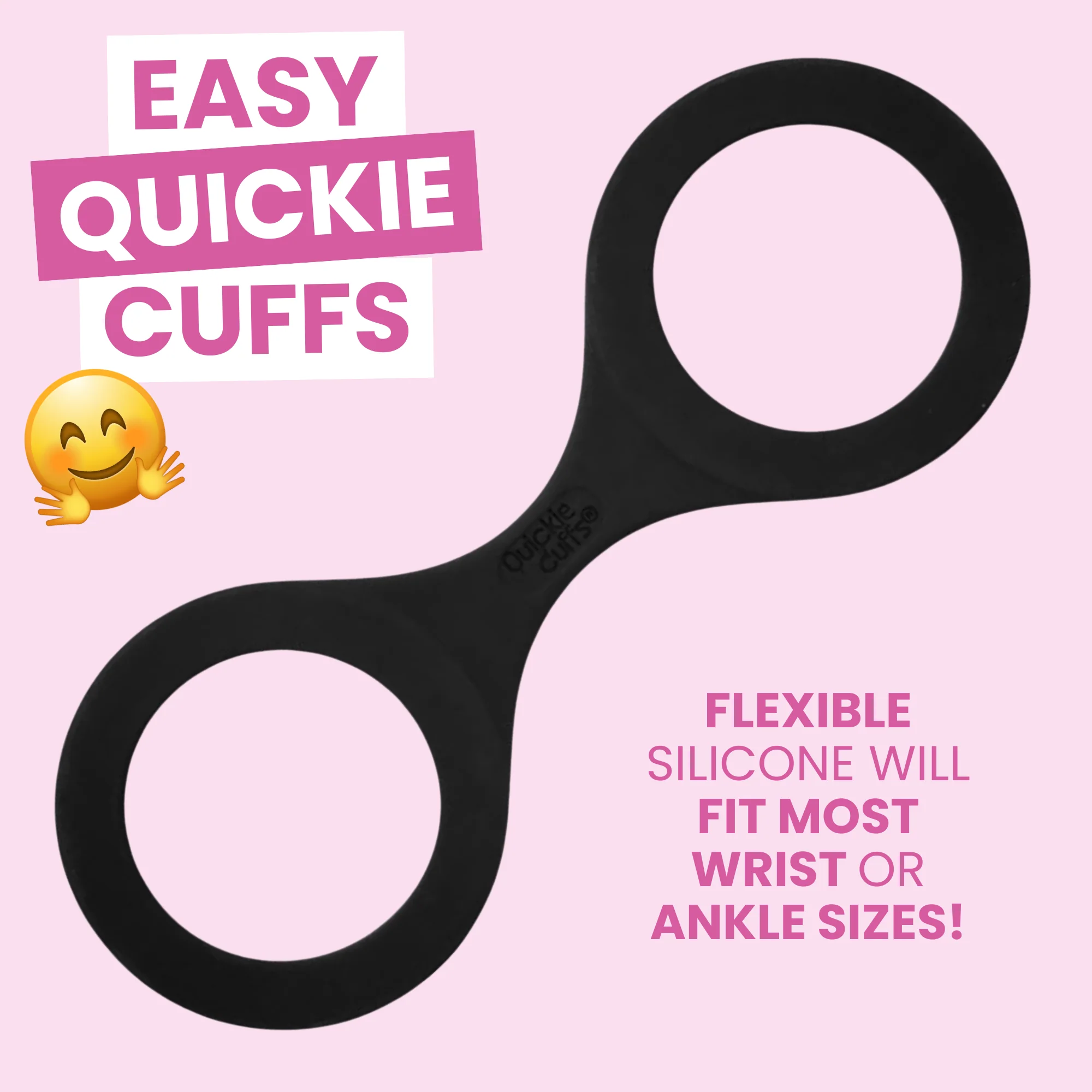 Quickie Cuffs Large Black Silicone Restraint Cuffs for Beginners