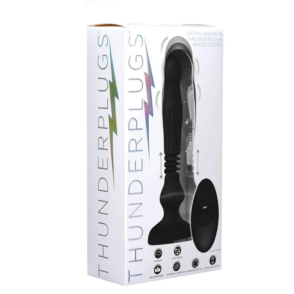 Swelling and Thrusting Silicone Butt Plug with Remote Control