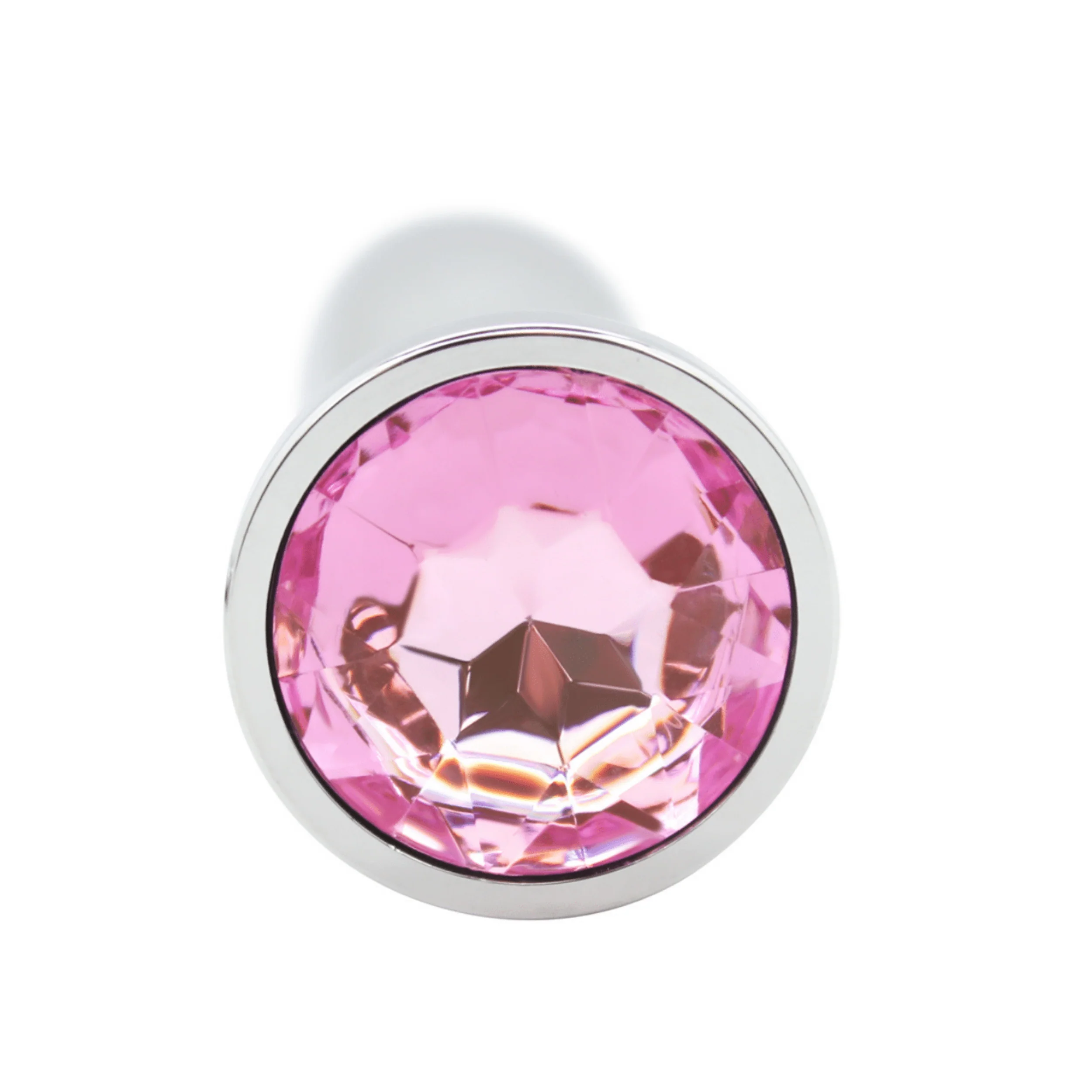 Bulbed Weighted Metal Butt Plug with Pink Jewel, Large