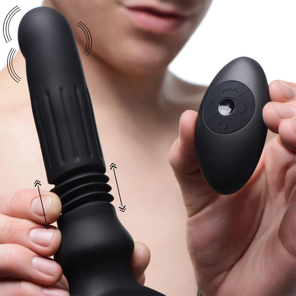 Swelling and Thrusting Silicone Butt Plug with Remote Control