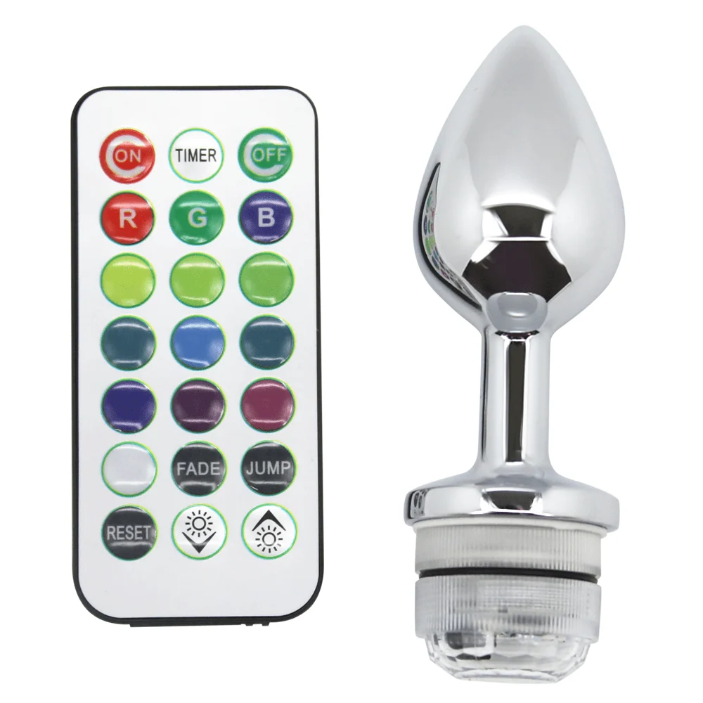 Light-Up Metal Anal Plug with Remote