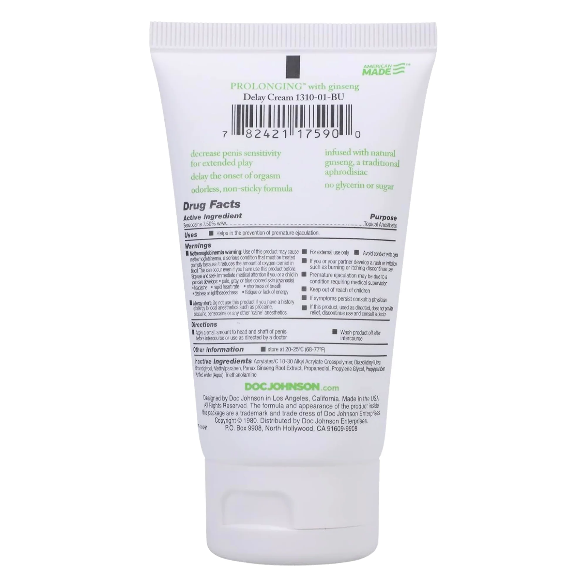 Prolonging Delay Cream with 7.5% Benzocaine by Doc Johnson