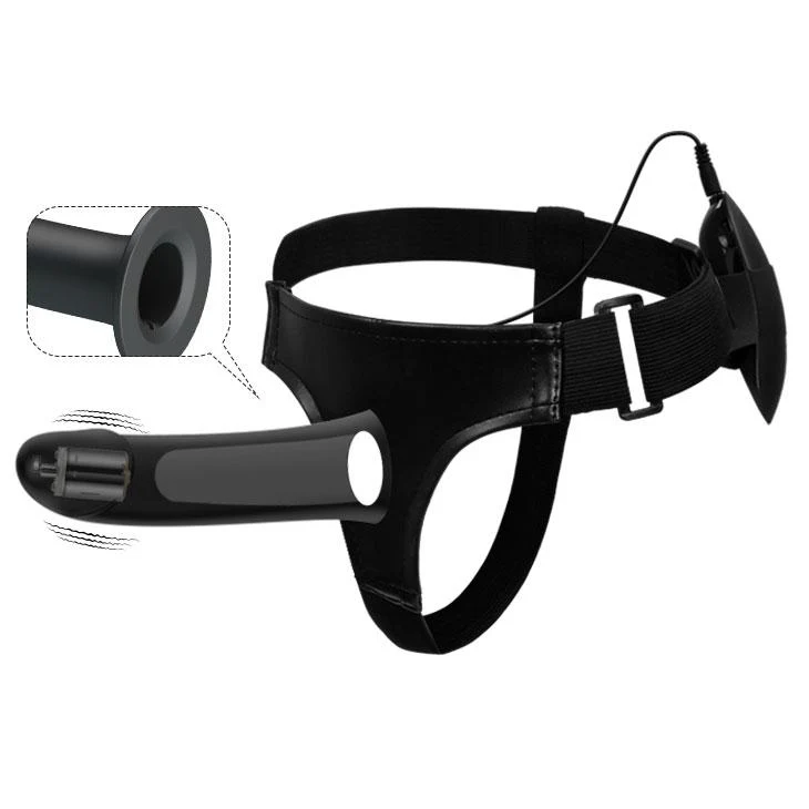 Vibrating Silicone Hollow Strap On with Remote Control