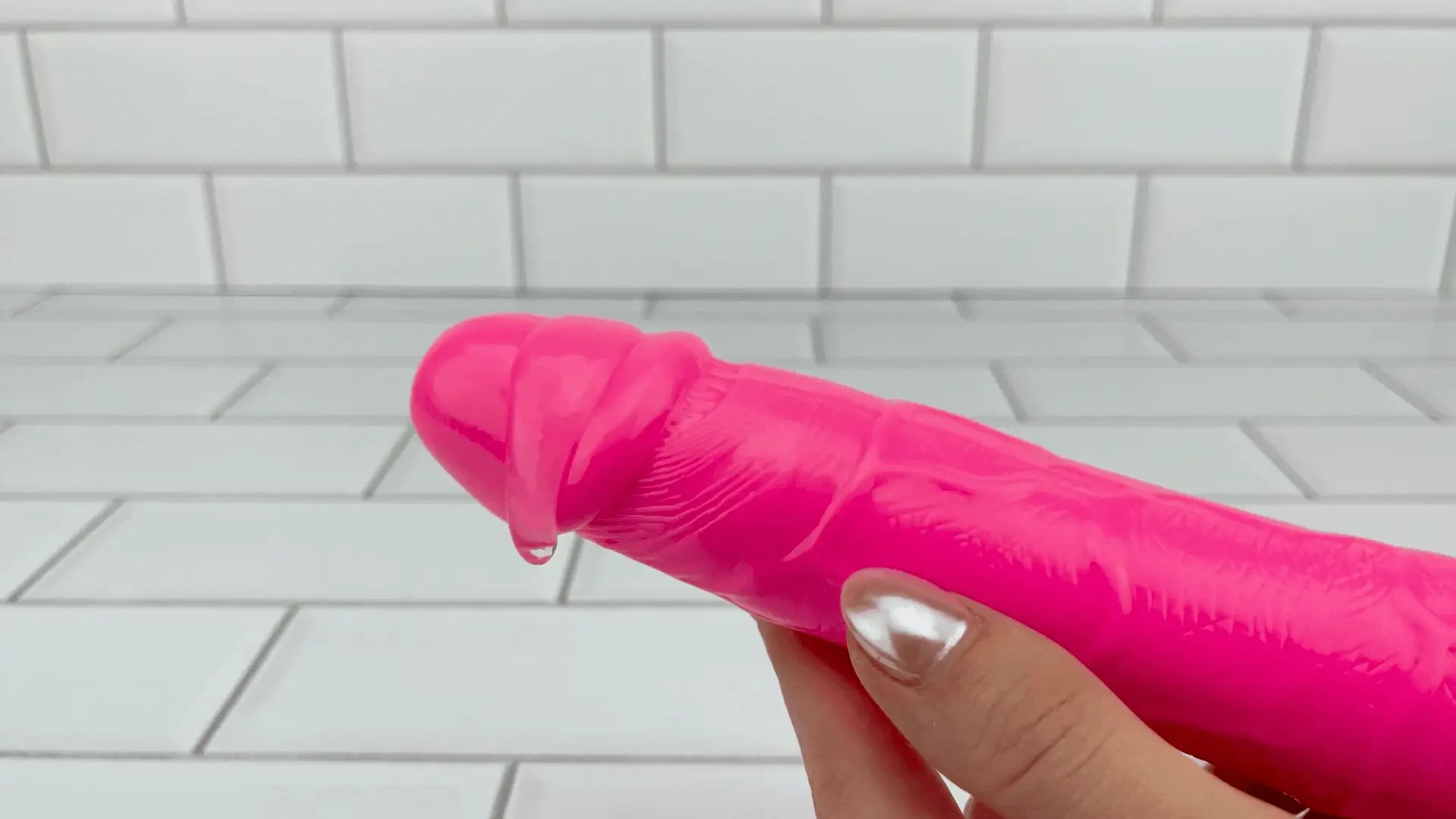 9.5 Inch 长款血管纹理振动 Pink 假阳具 带多速旋钮