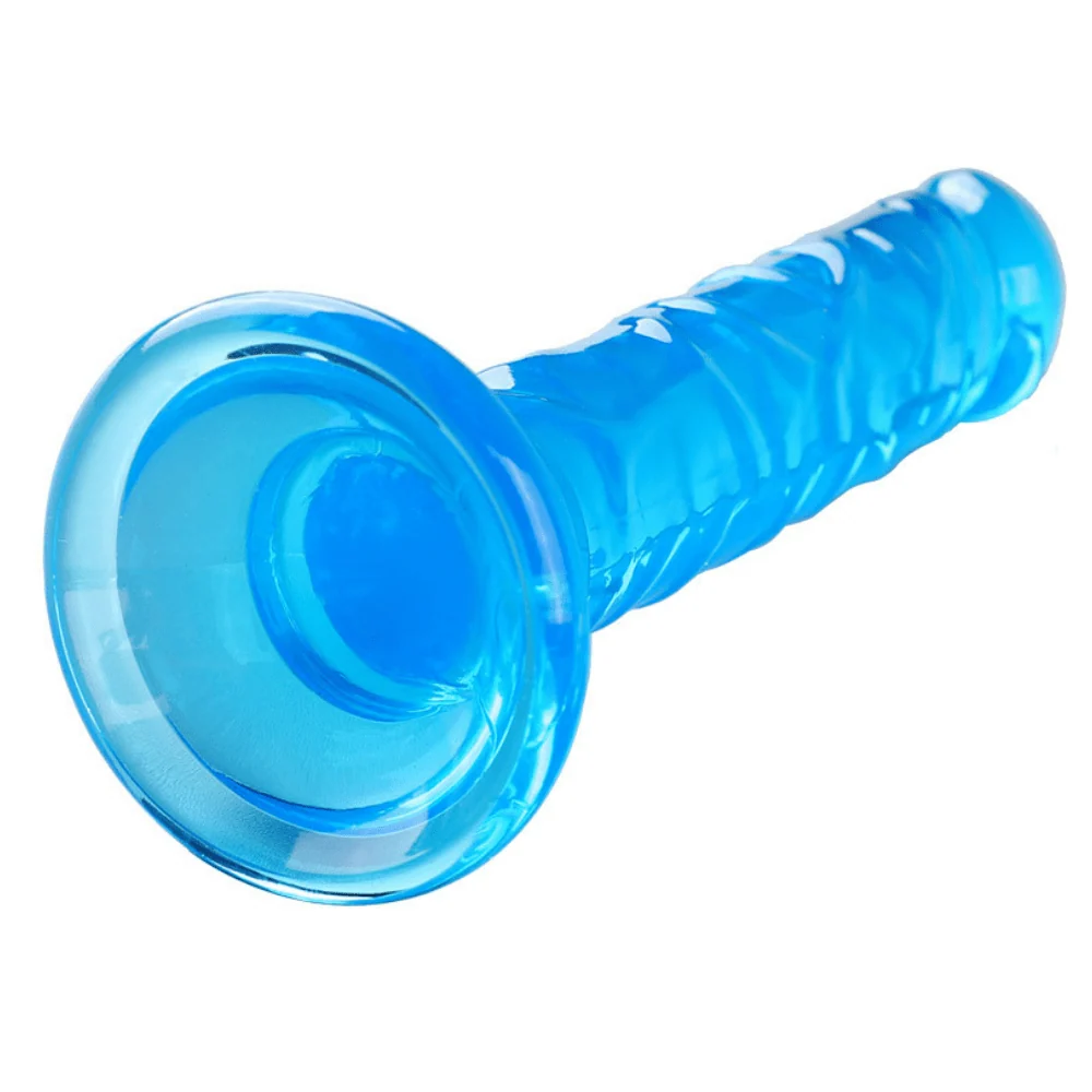 6 Inch 纤细血管纹果冻假阳具，新手适用，4色可选