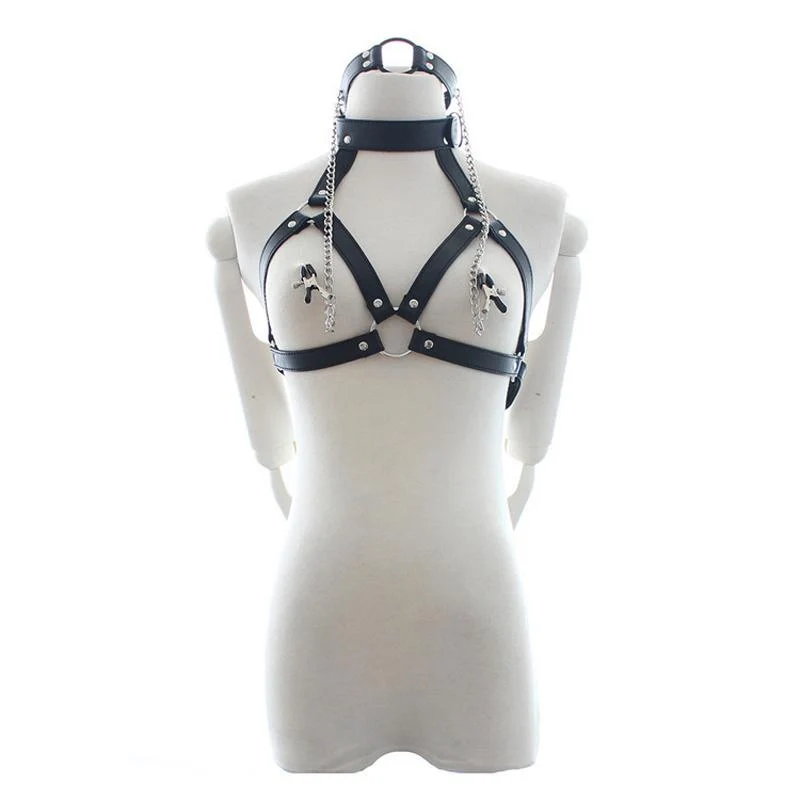 Harness with Gag & Nipple Clamps Set for Small to Medium Bodies