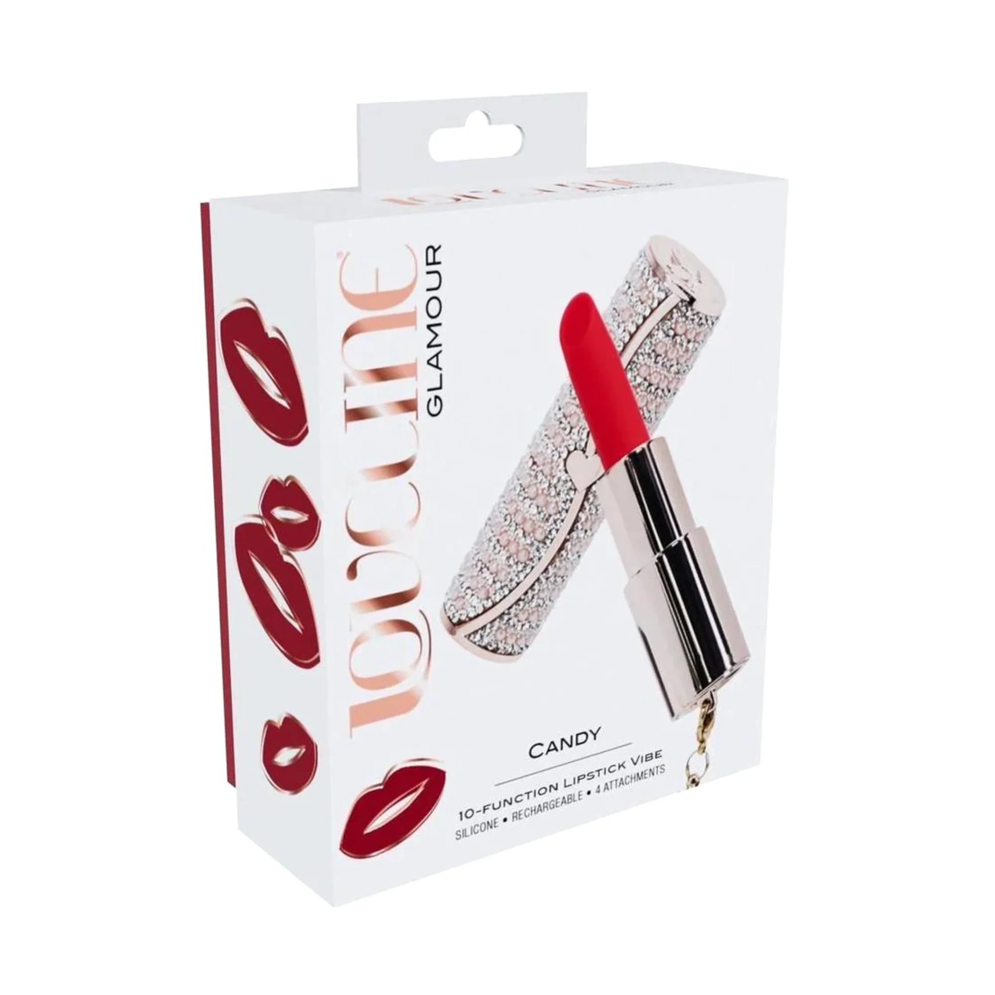 Loveline Rechargeable Lipstick Vibrator with Interchangeable Tips - Candy
