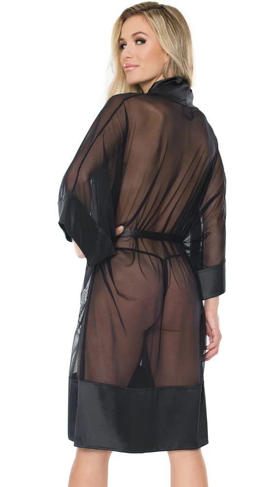 Sheer Black Robe For Layering Over Bedroom Lingerie