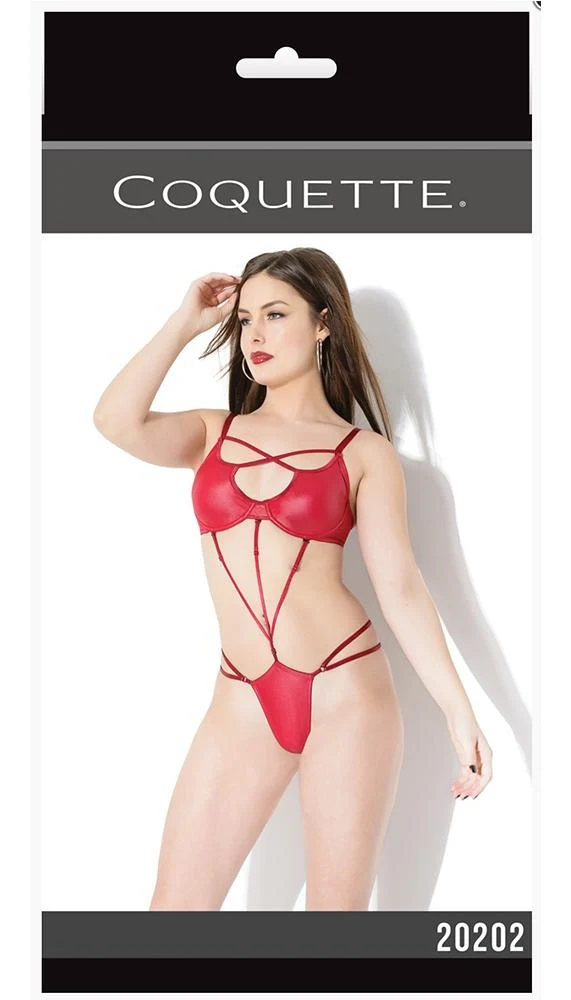 Coquette Merlot Convertible Strappy Teddy with Underwire Cups
