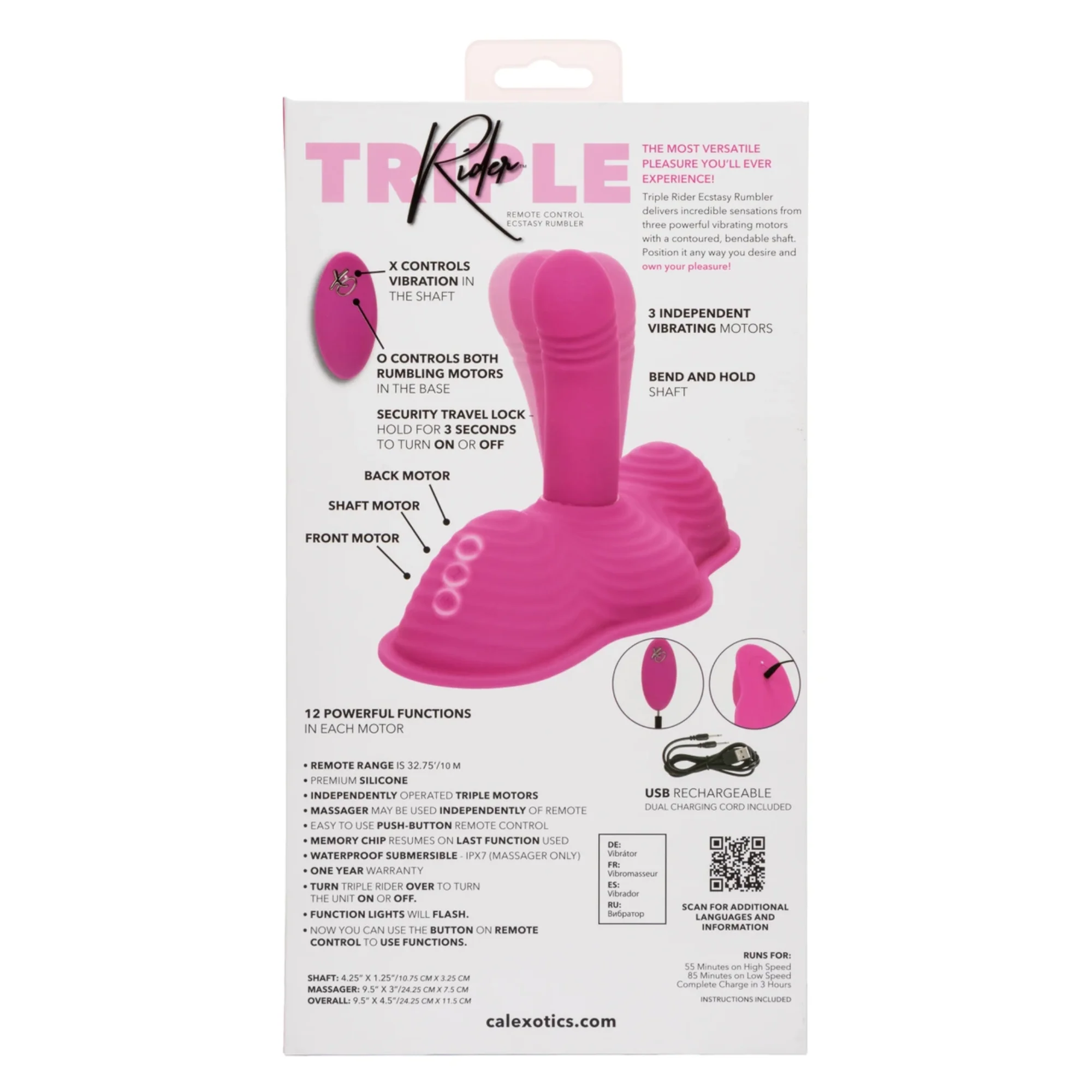 Triple Rider Remote Control Ecstasy Rumbler Grinder - Over 1,000 Vibe Combos For Hands-Free Grinding & G-Spot Teasing!