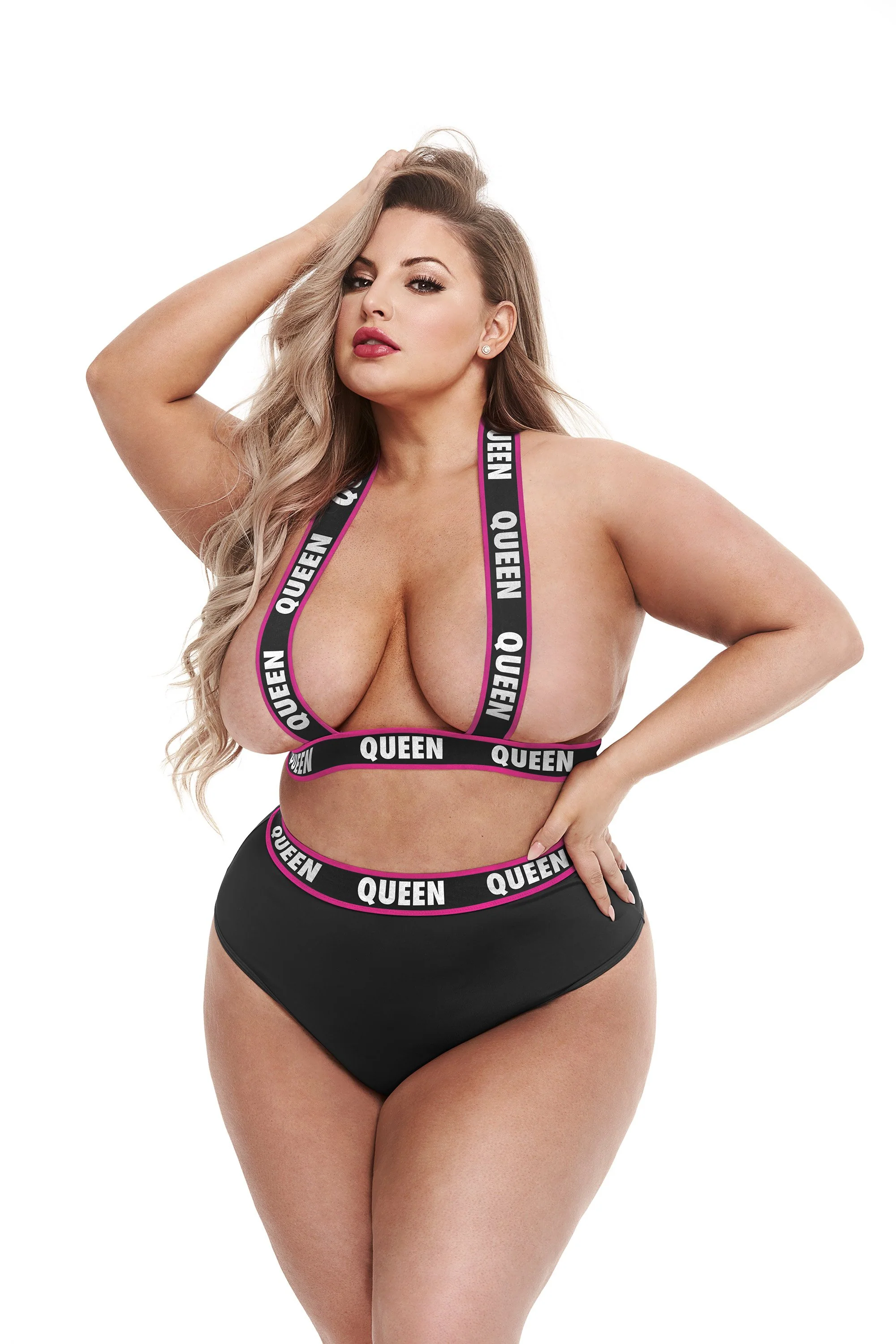 Lapdance Queen High Waisted Halter Lingerie Set for Curves