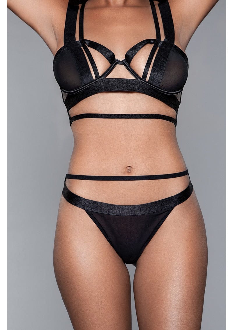 Anastasia Strappy 3 Piece Mesh Set with Thigh Harness