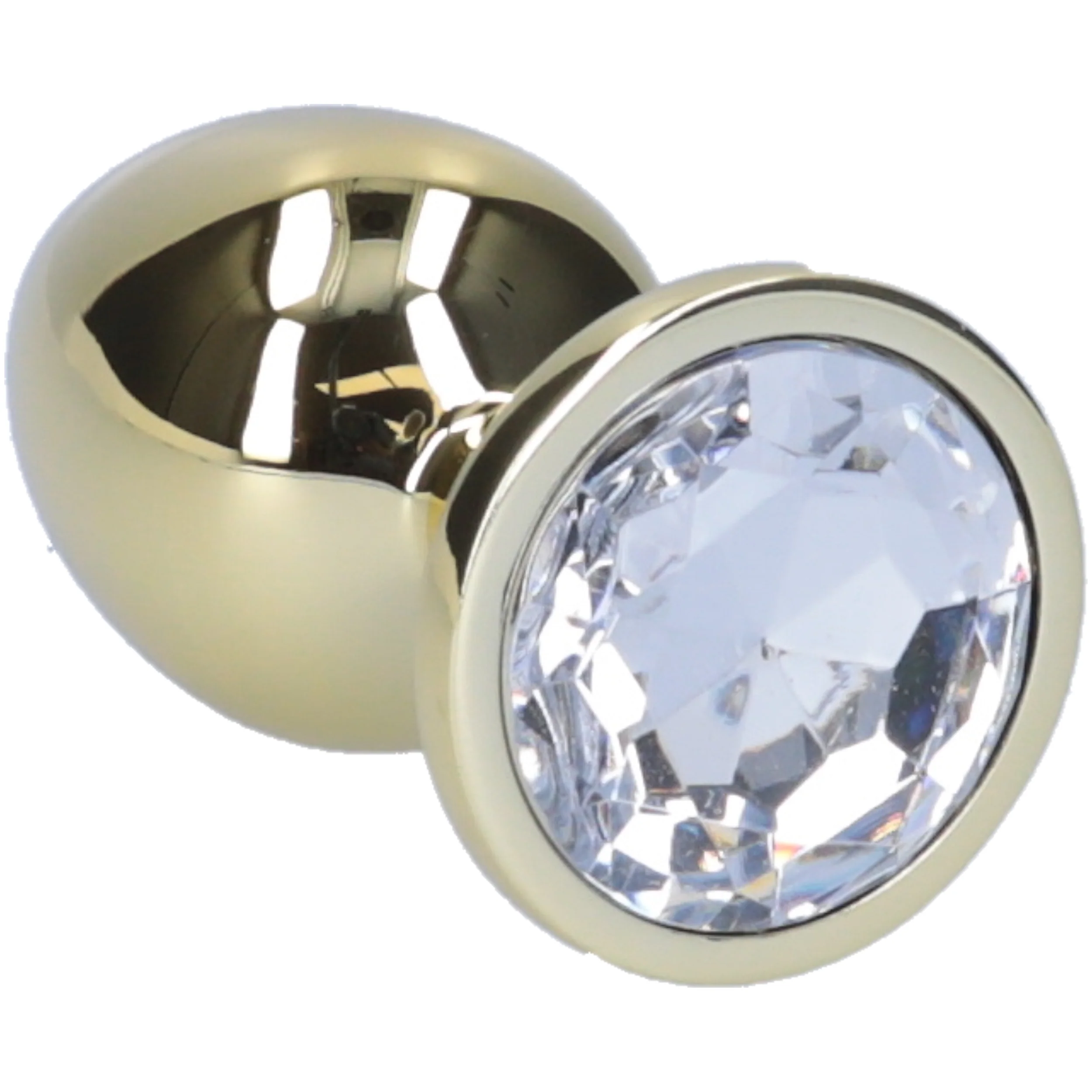 Gold Metal Butt Plug With Black Jewel in 3 Sizes