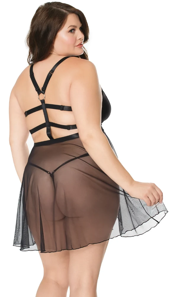 Coquette Sheer Babydoll Lingerie Set with G-String Panty