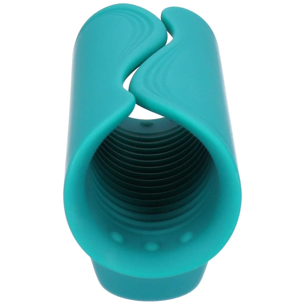 Vibrating Ribbed Silicone Penis Gripper Stroker for Rechargeable Solo and Couples Play