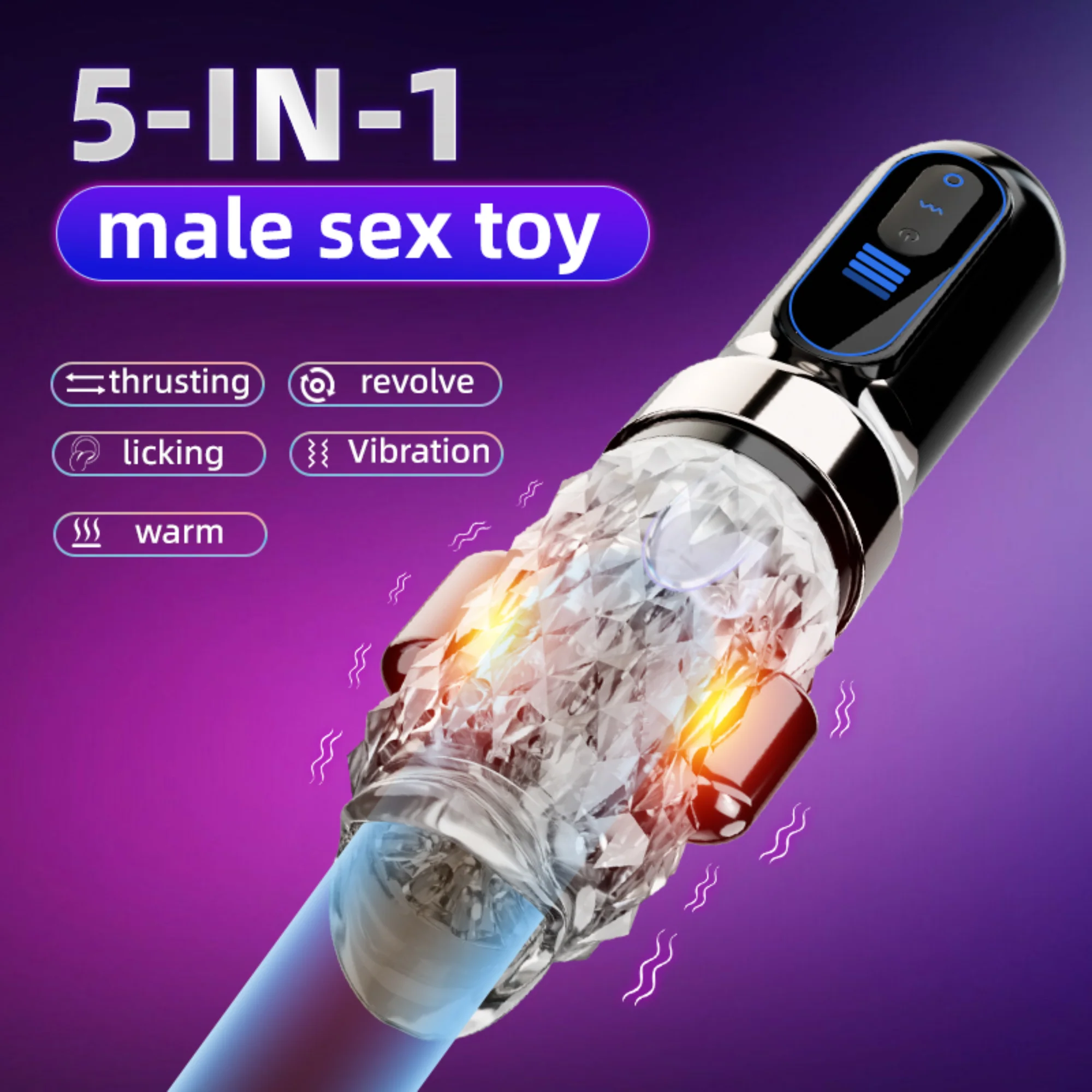 Automatic Vibrating Male Masturbator - Licks, Thrusts, & Rotates Around Your Shaft!