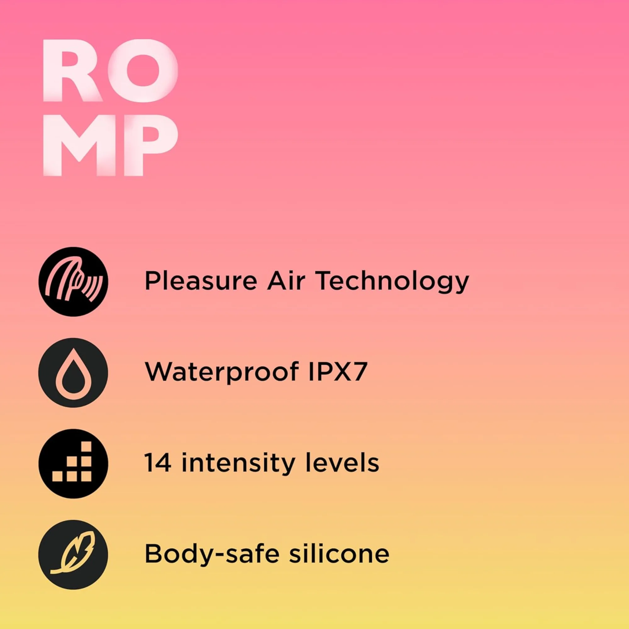 Romp Pink Peach Air Pulse Clit Stimulator with 14 Levels