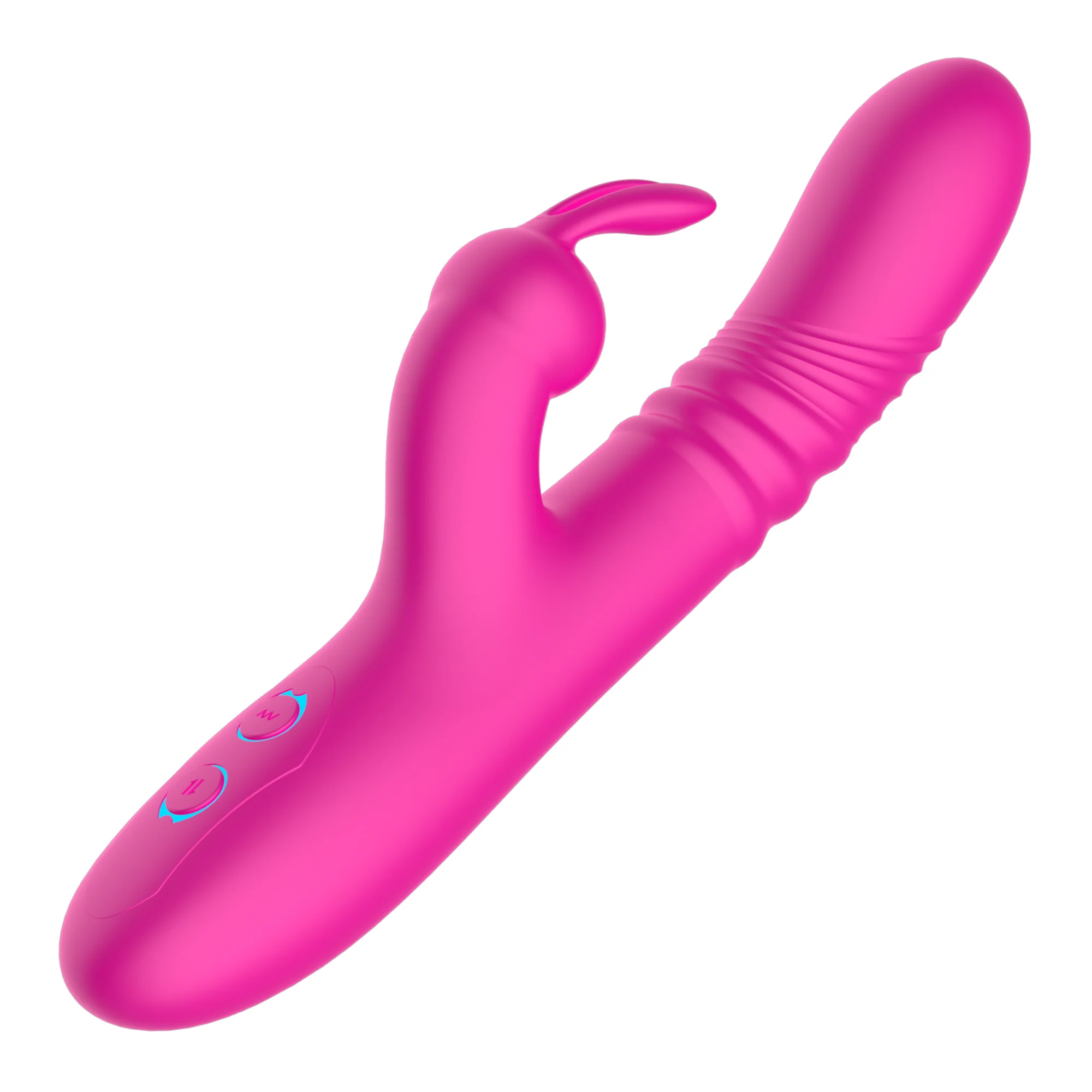Pink Silicone Rippled Thrusting Rabbit