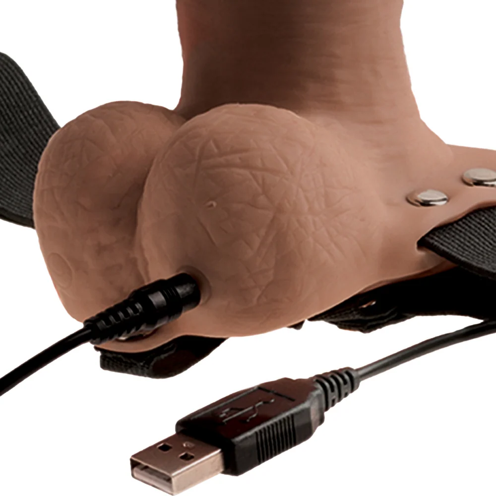 Rechargeable Vibrating Hollow Strap-On With Balls for Couples
