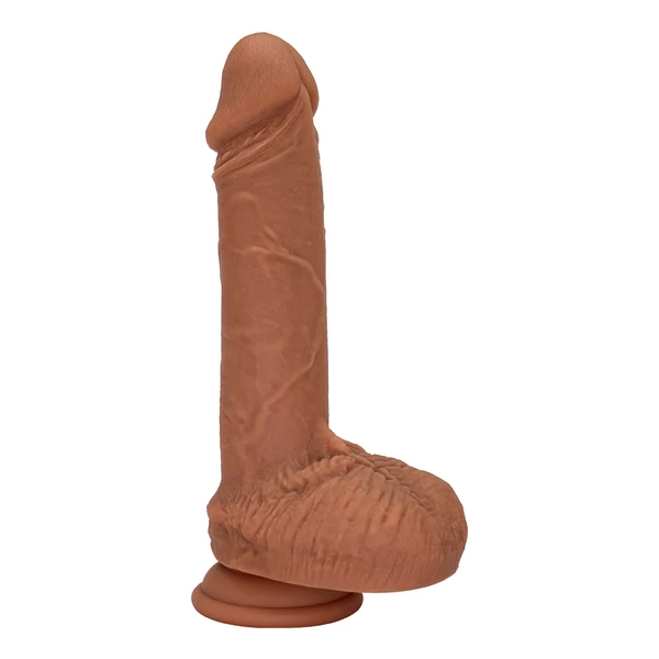 Realistic Brown Silicone Dildo With Balls For G-Spot and P-Spot Play