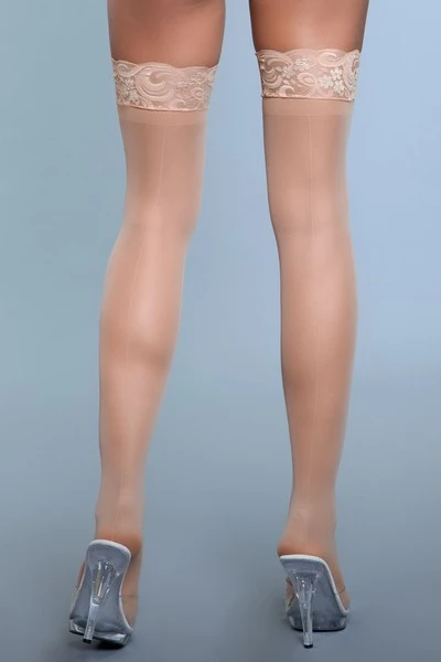 BeWicked Keep A Secret Sheer Lace Top Thigh High Stockings With Backseam