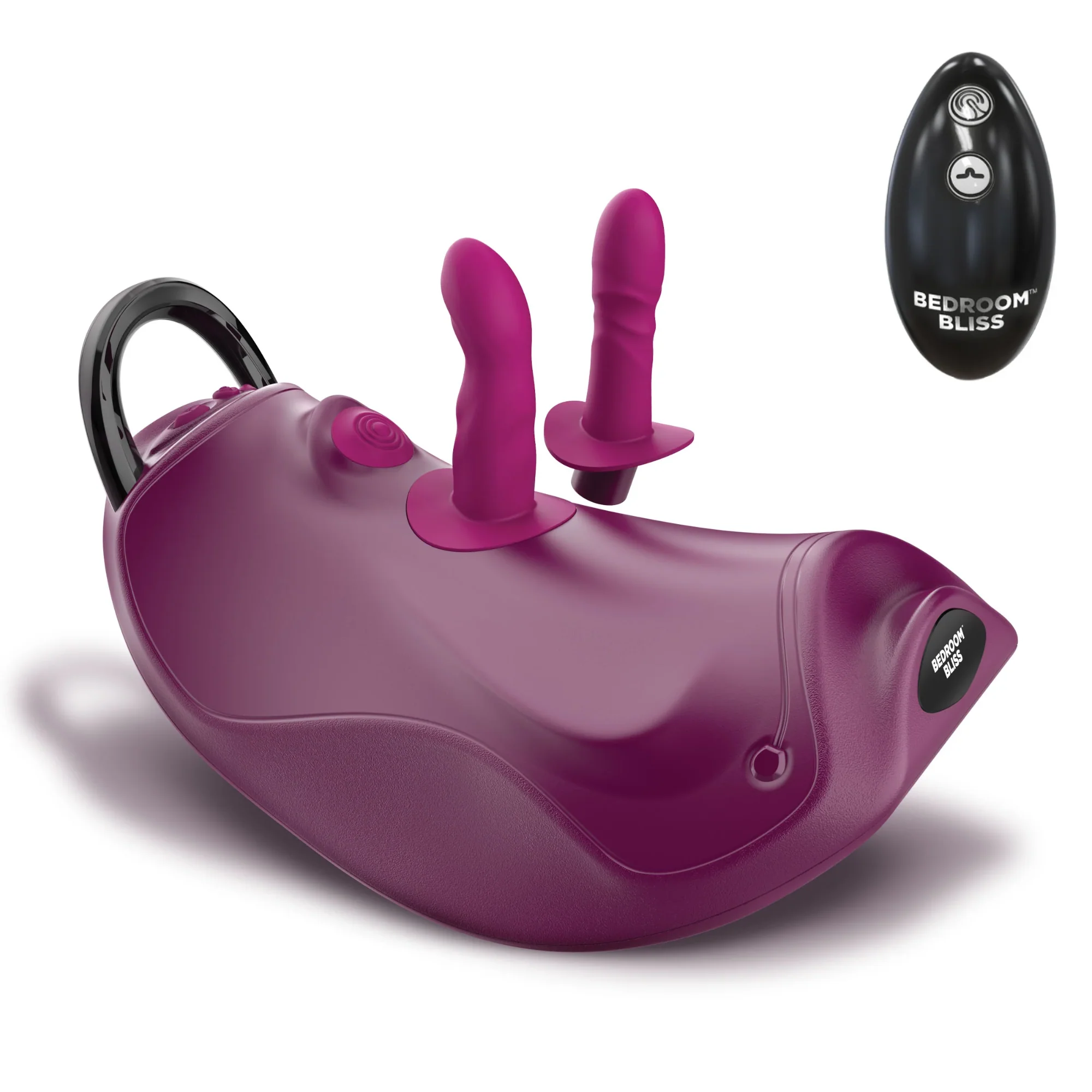 Bedroom Bliss Wild Ride Rocking Saddle Sex Machine with Remote and Two Dildo Attachments