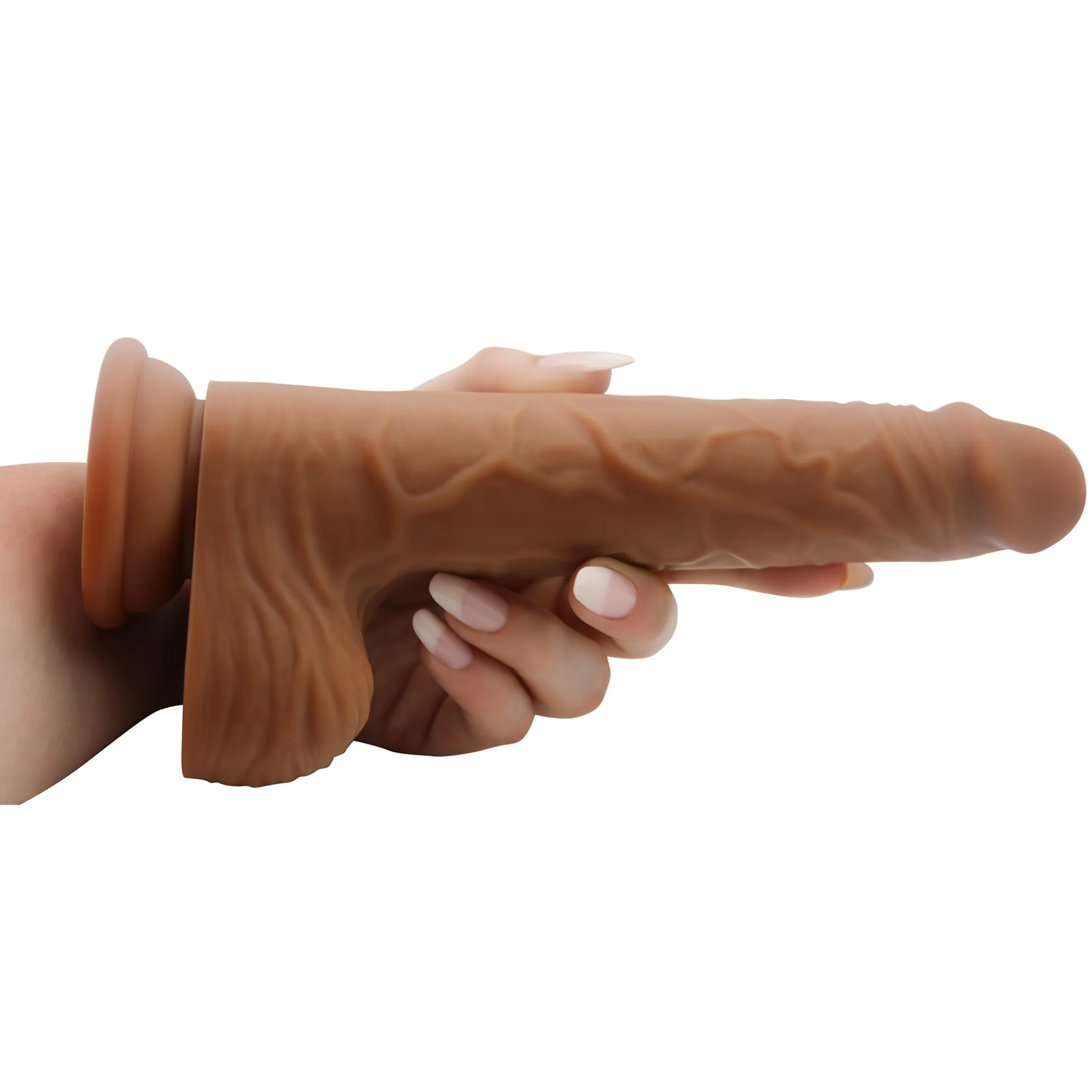 Realistic 8 Inch Ultra Veined Silicone Dildo With Balls