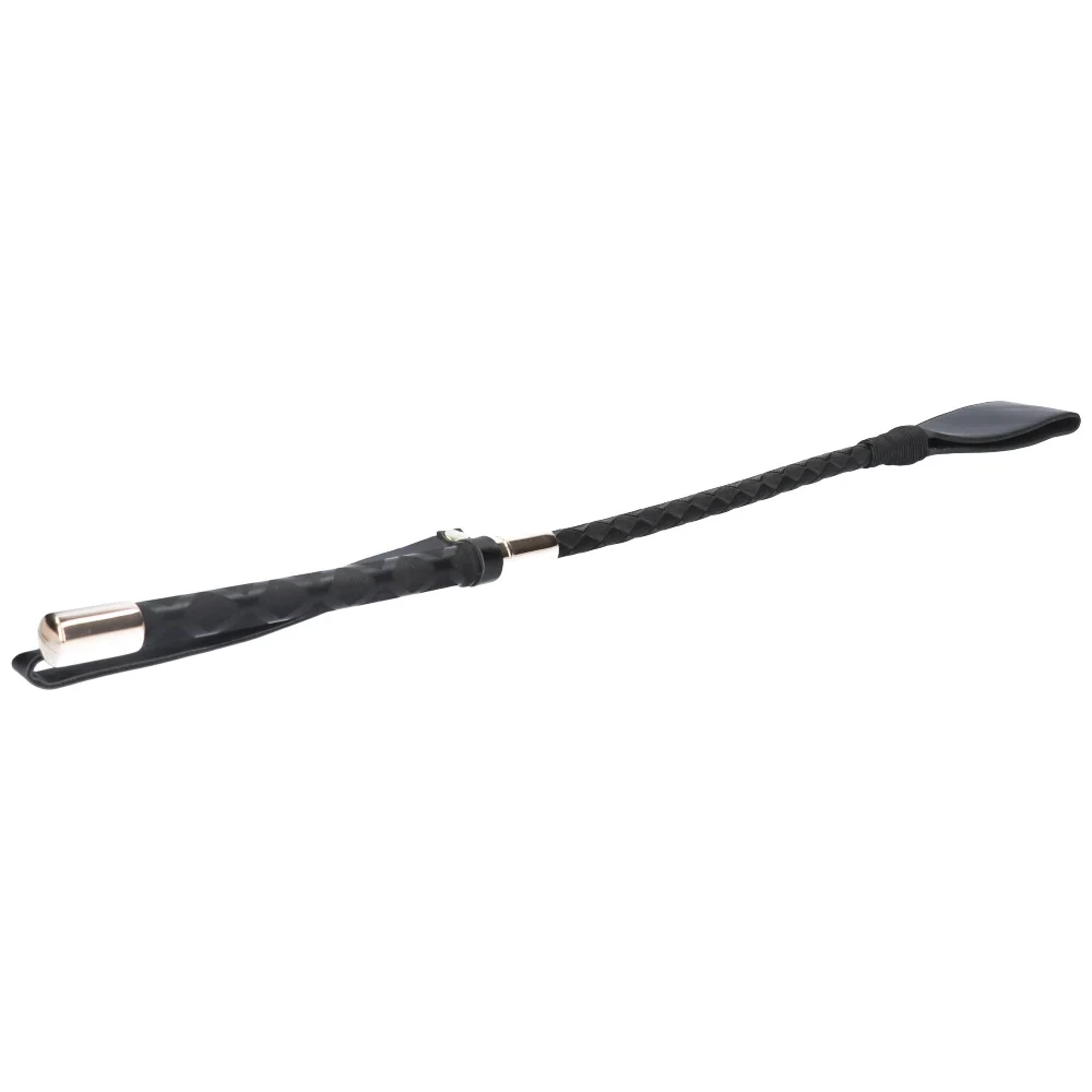 Black Braided Leather Riding Crop with Firm Handle