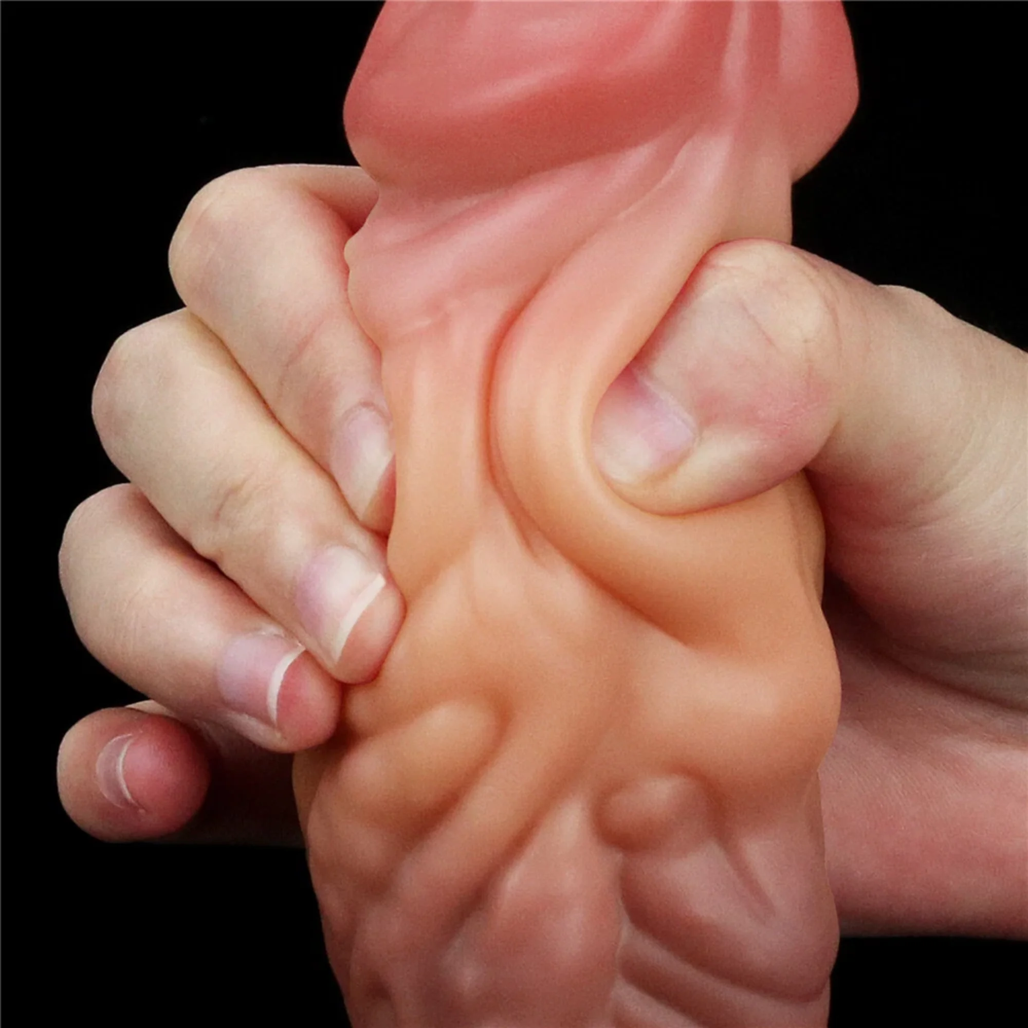 Dual-Density Textured Fantasy Dildo with Flared Base for Strap-On Play