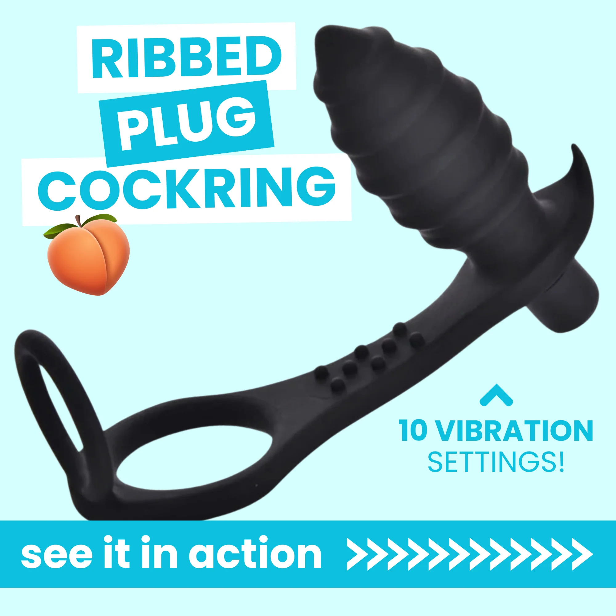 Rippled Vibrating Anal Plug with Cock Ring and Perineum Massager