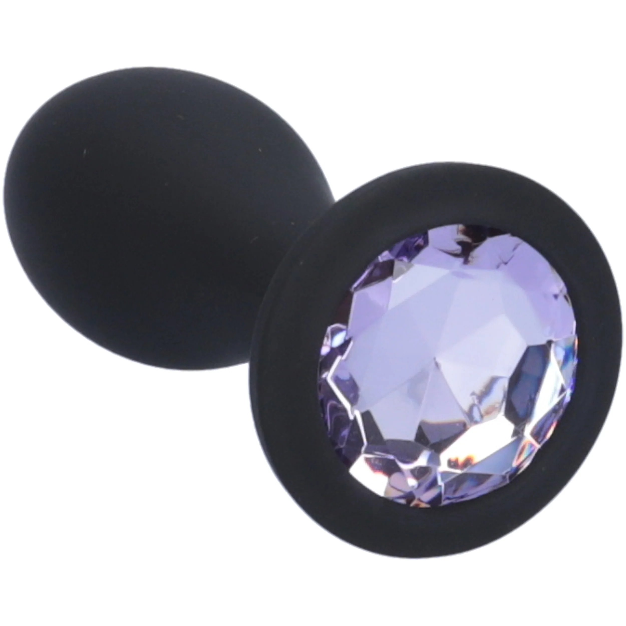 Bulbed Silicone Jewel Butt Plug With Removable Double-Sided Gem