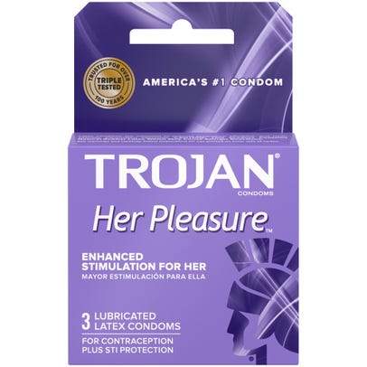 Trojan Her Pleasure Sensations 乳胶避孕套 - 3只装