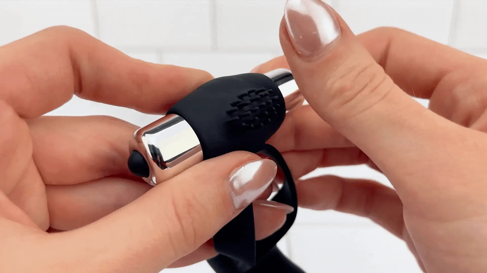 Beaded Double Penetration Vibrating Cock Ring with 10 Settings