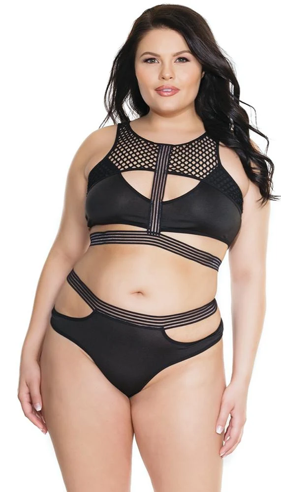 Coquette Cutout Bralette and Panty Set with Elastic Details