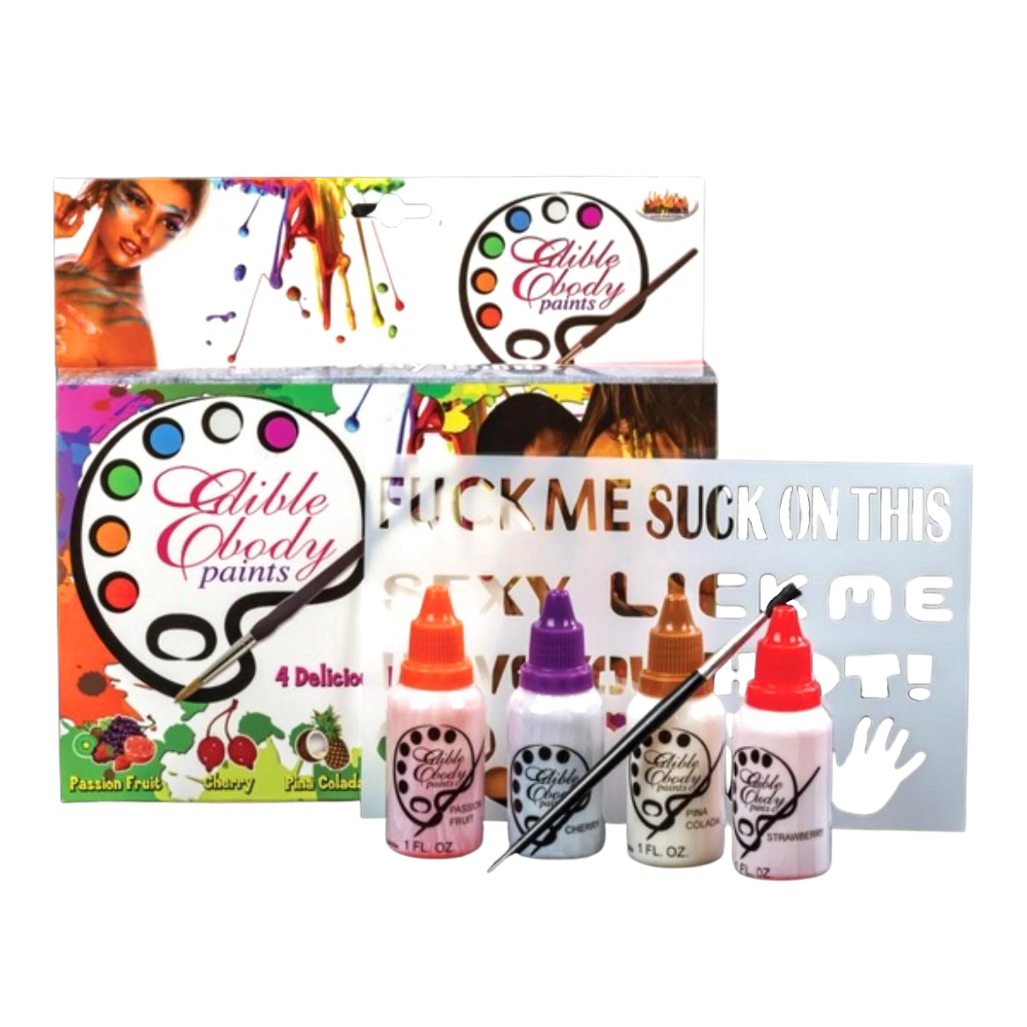 Edible Body Paints Play Kit with Stencil and Paintbrush