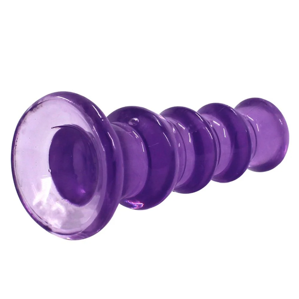 Rippled Anal Plug with Suction Cup Base and Flexible TPE Shaft