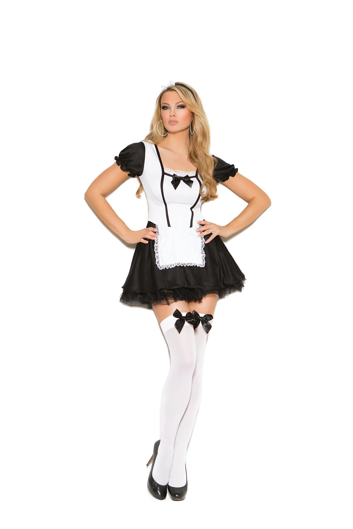 Opaque Thigh High with Satin Bow by Elegant Moments