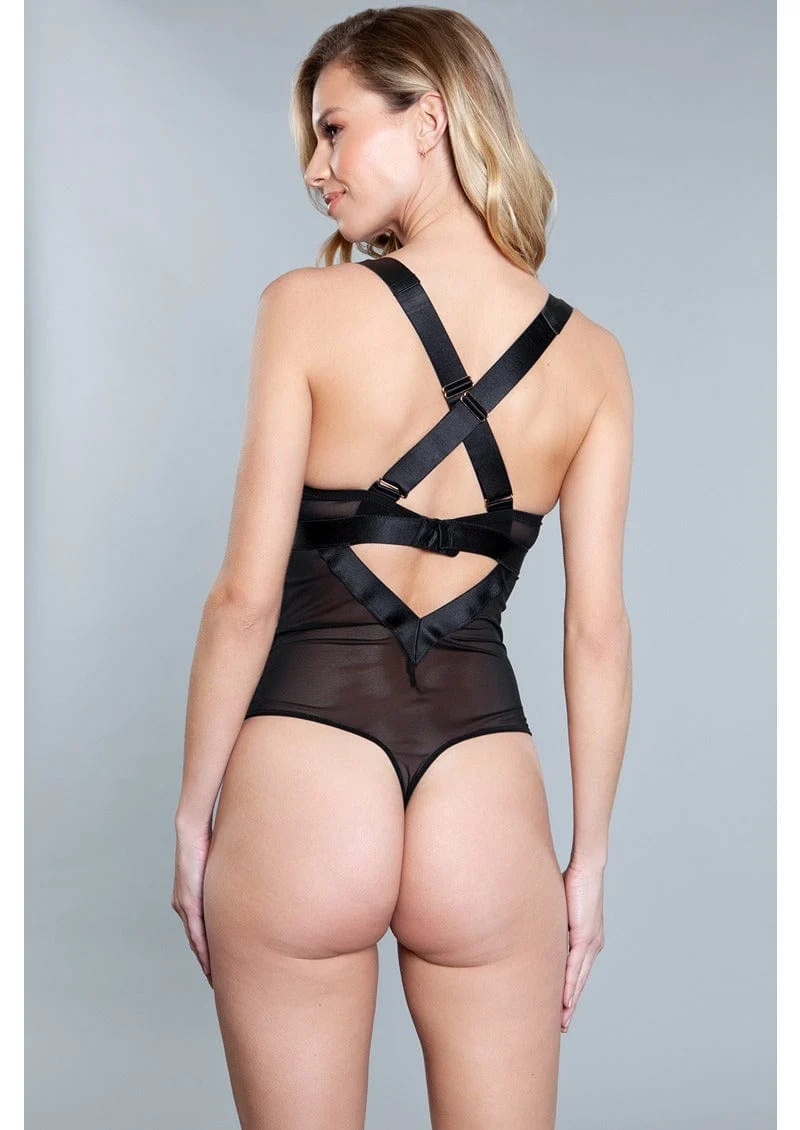 BeWicked Maleni Teddy in Mesh and Faux Leather