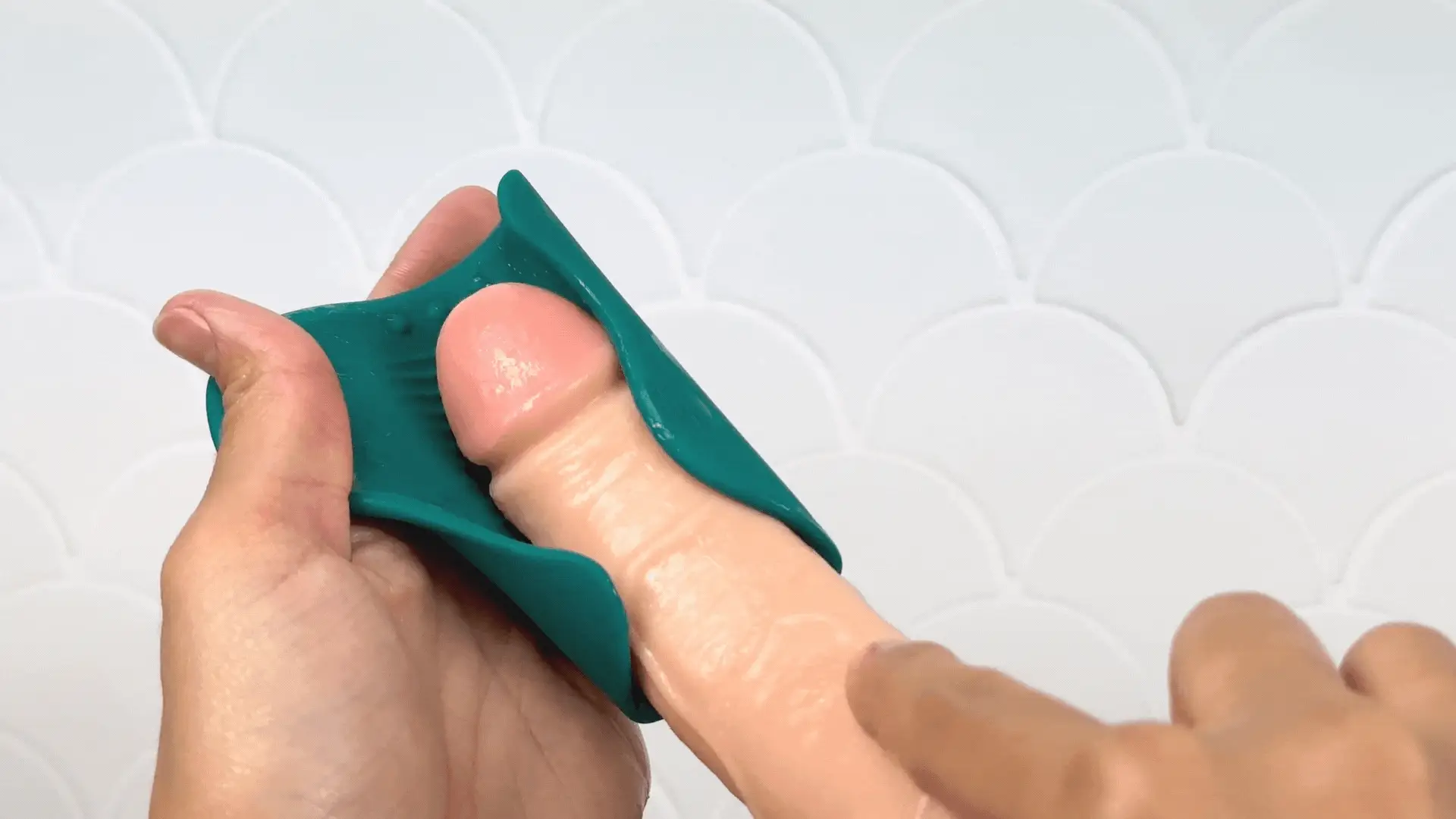 Vibrating Ribbed Silicone Penis Gripper Stroker for Rechargeable Solo and Couples Play