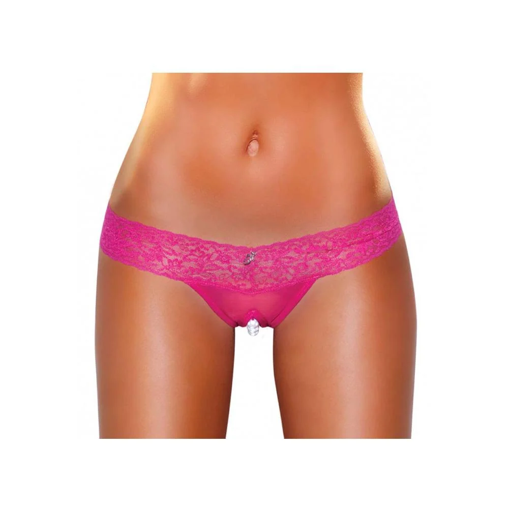 Crotchless Stimulating Panties With Pearl Pleasure Beads