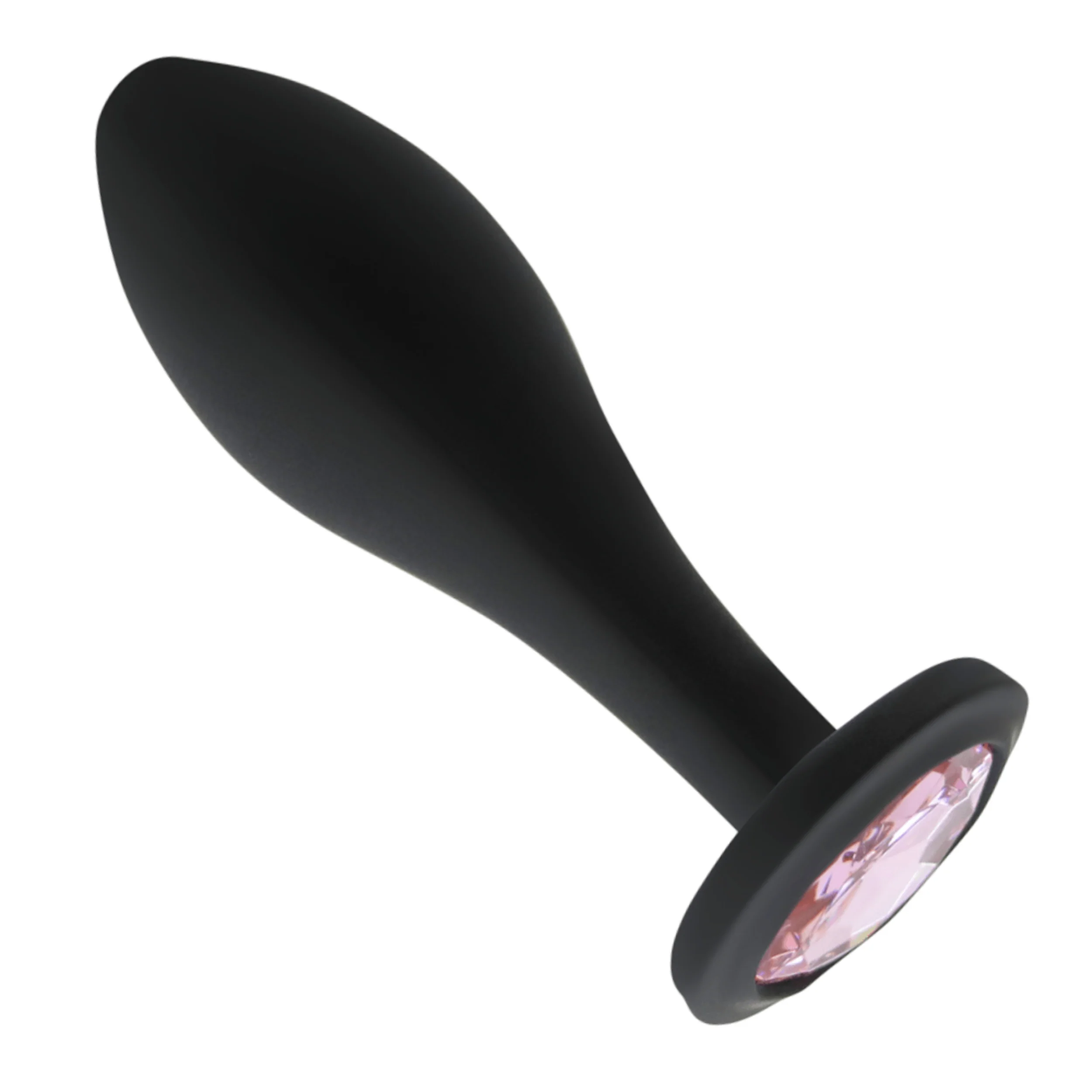 Bulbed Silicone Jewel Butt Plug With Removable Double-Sided Gem