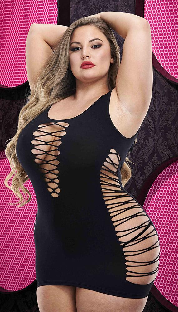 Criss-Cross Mini Dress with Strappy Details and Plunged Back