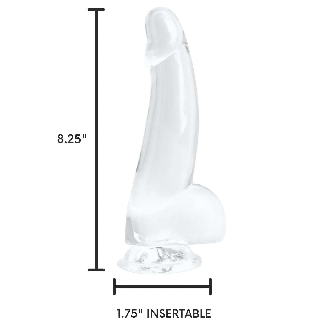 Curved Girthy Clear Suction Cup Dildo for G-Spot Play