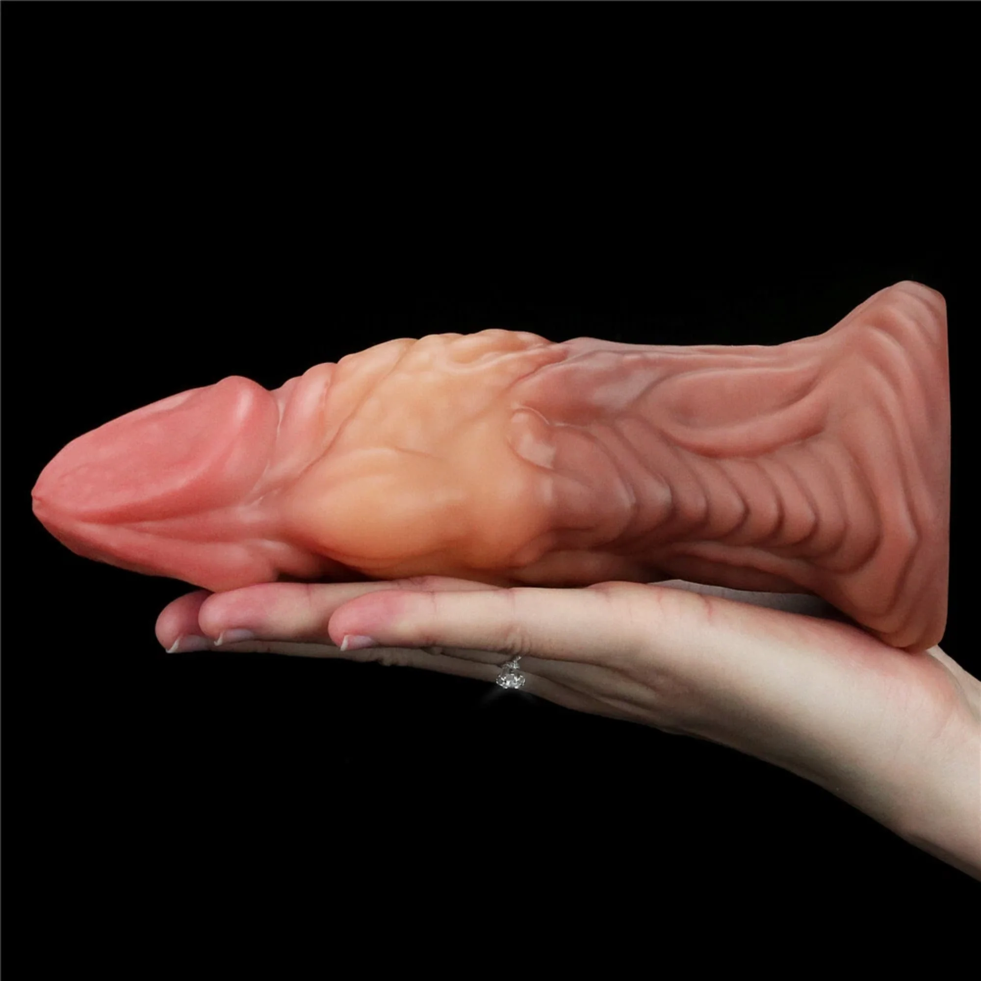 Dual-Density Textured Fantasy Dildo with Flared Base for Strap-On Play