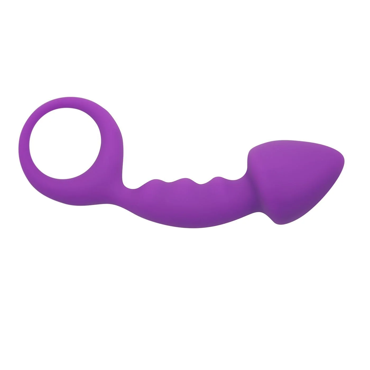 Silicone Anal Plug With Easy Pull Loop and Rippled Stem