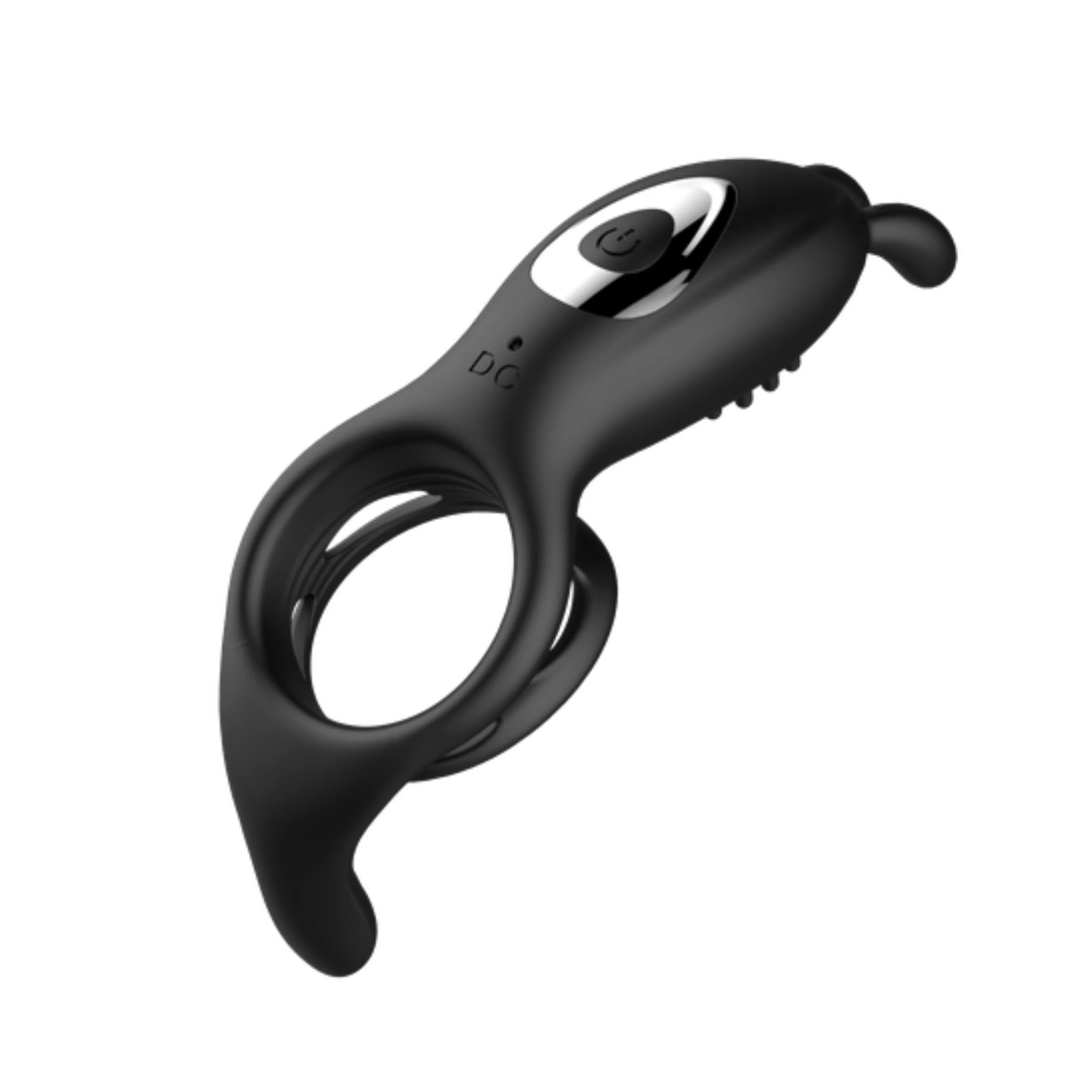 Silicone Vibrating Rabbit Cock Ring with Ball Tickler
