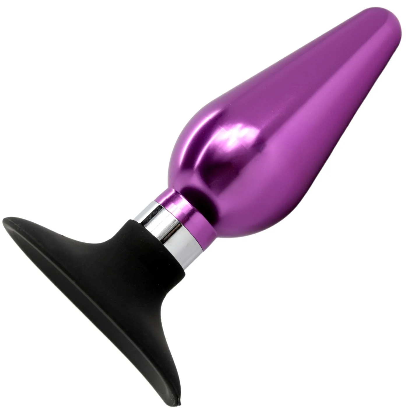 Tapered Metal Anal Plug with Silicone Base for Weighted Fullness